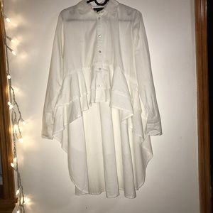 White cotton high-low shirt